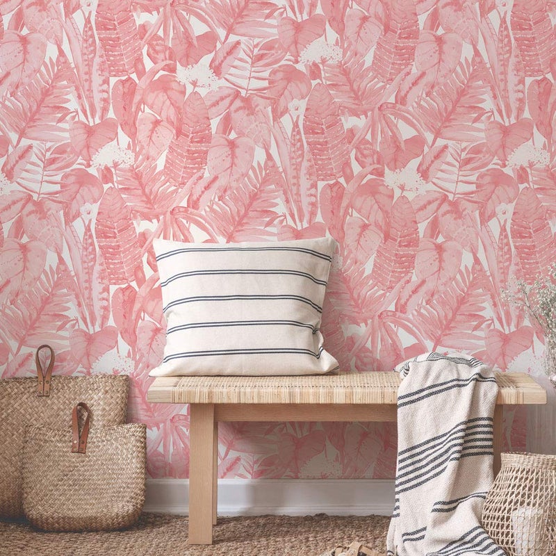 Tempaper Pink Lemonade Tropical Removable Peel and Stick Wallpaper, 20.5 in X 16.5 ft, Made in the USA - Image 5